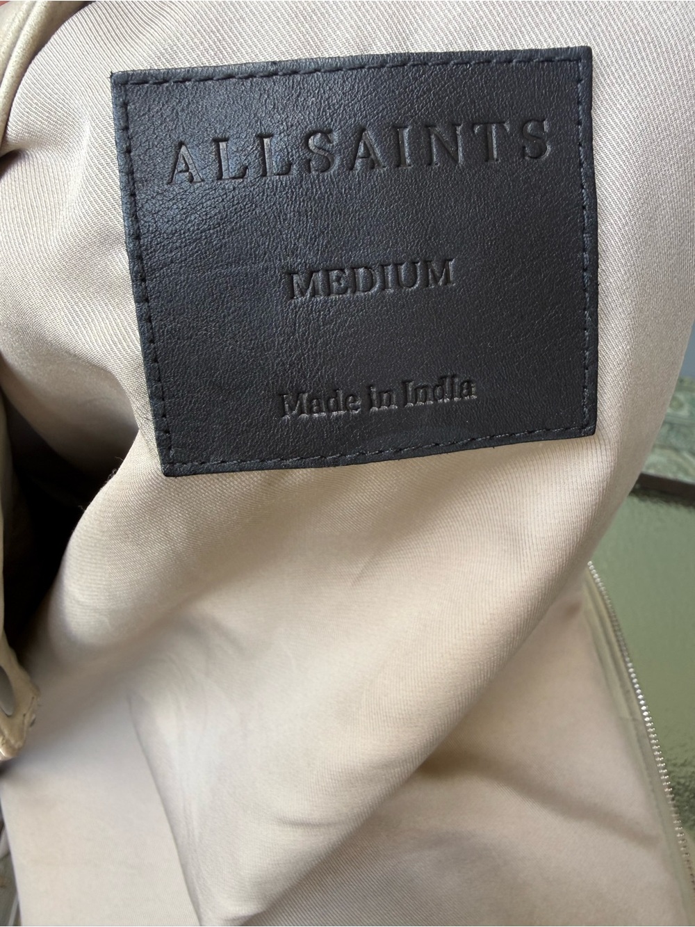 AllSaints Men's Suede Bomber Jacket in Light Beige - Picture 8 of 13